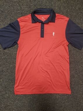 John Daly Collection Golf Polo Shirt Mens Medium Red Gray Performance